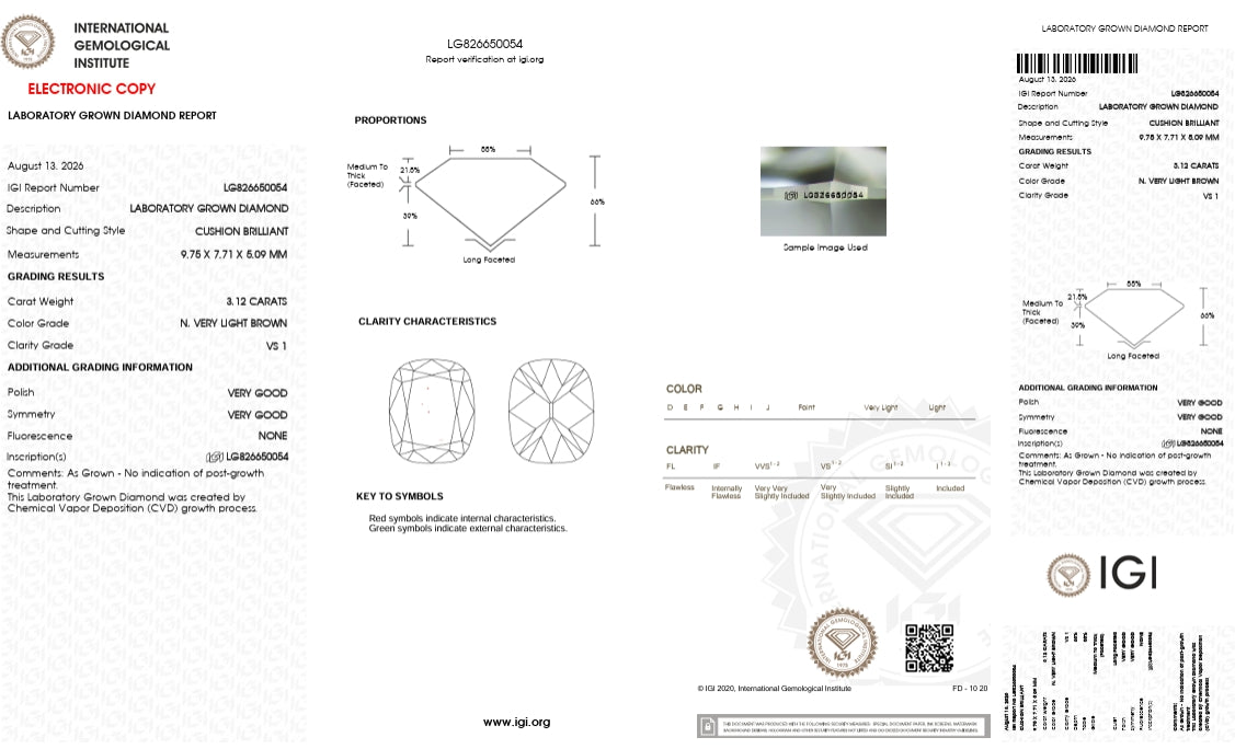 Alice-Champagne Altschliff-Cushion Ring mit im Labor gezüchtetem Diamanten