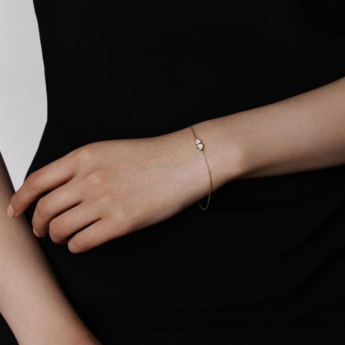 Model wearing a Toi et Moi Heart Diamond Bracelet 6.5" Bracelet Length (165mm)