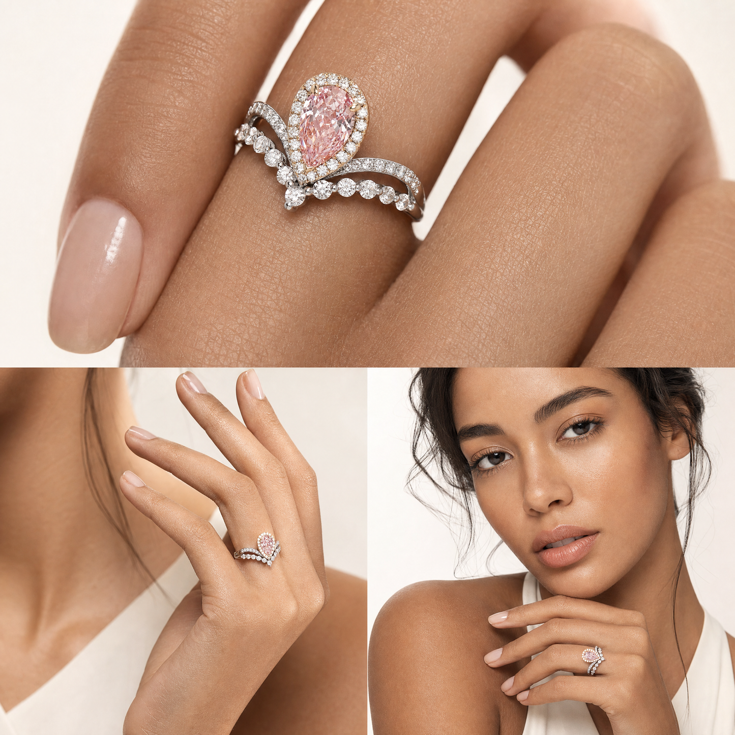 Ashley - Pear Cut Pink Diamond Ring