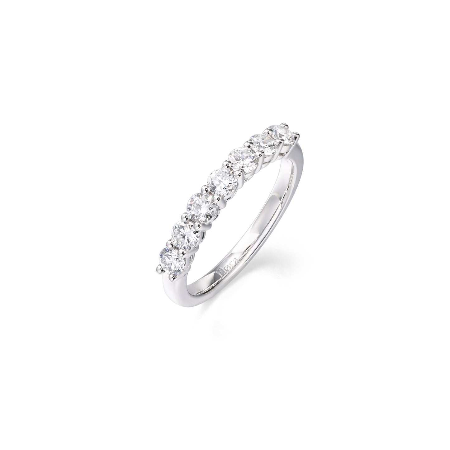 Side View 0.74ctw Round Cut Diamond Half Eternity Band in 2mm band width Platinum | Celeste | Elora