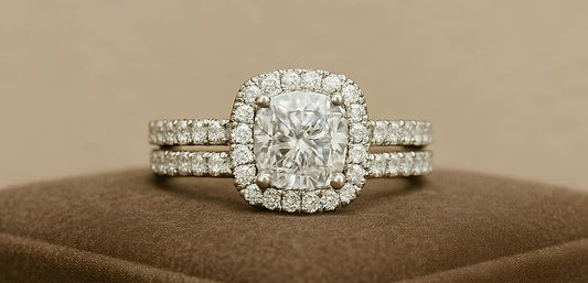 White diamond halo engagement ring