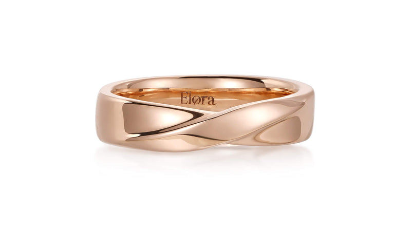 Rose Gold Wedding Band featuring a minimalist twisted design from Elora, blending elegance and comfort.