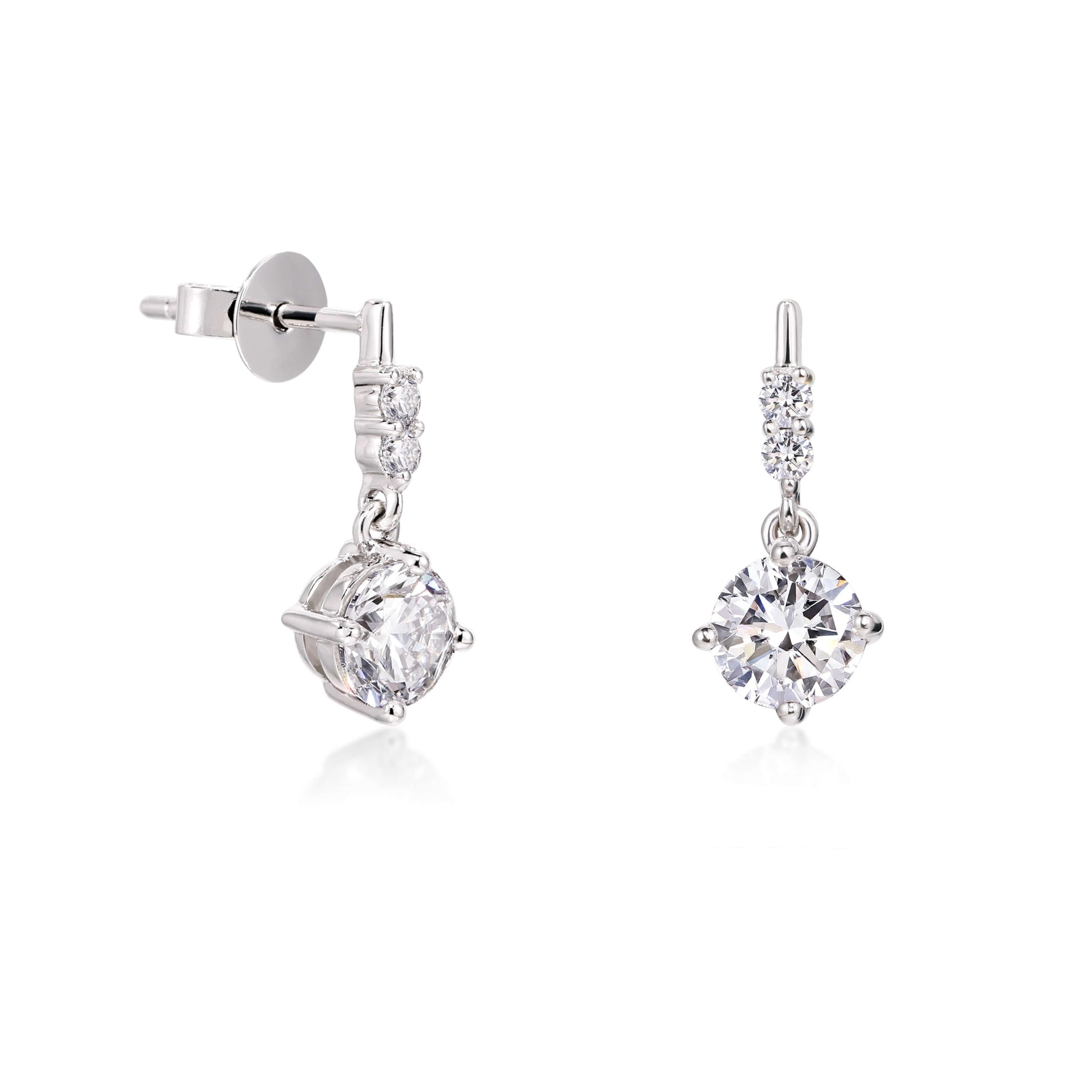 1.0ct Round Diamond Drop Earrings Platinum | Elora