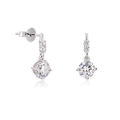 Classic Round Diamond Drop Earrings Platinum | Elora