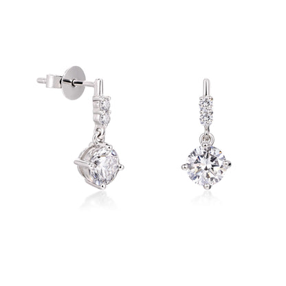 1.0ct Round Diamond Drop Earrings Platinum | Elora