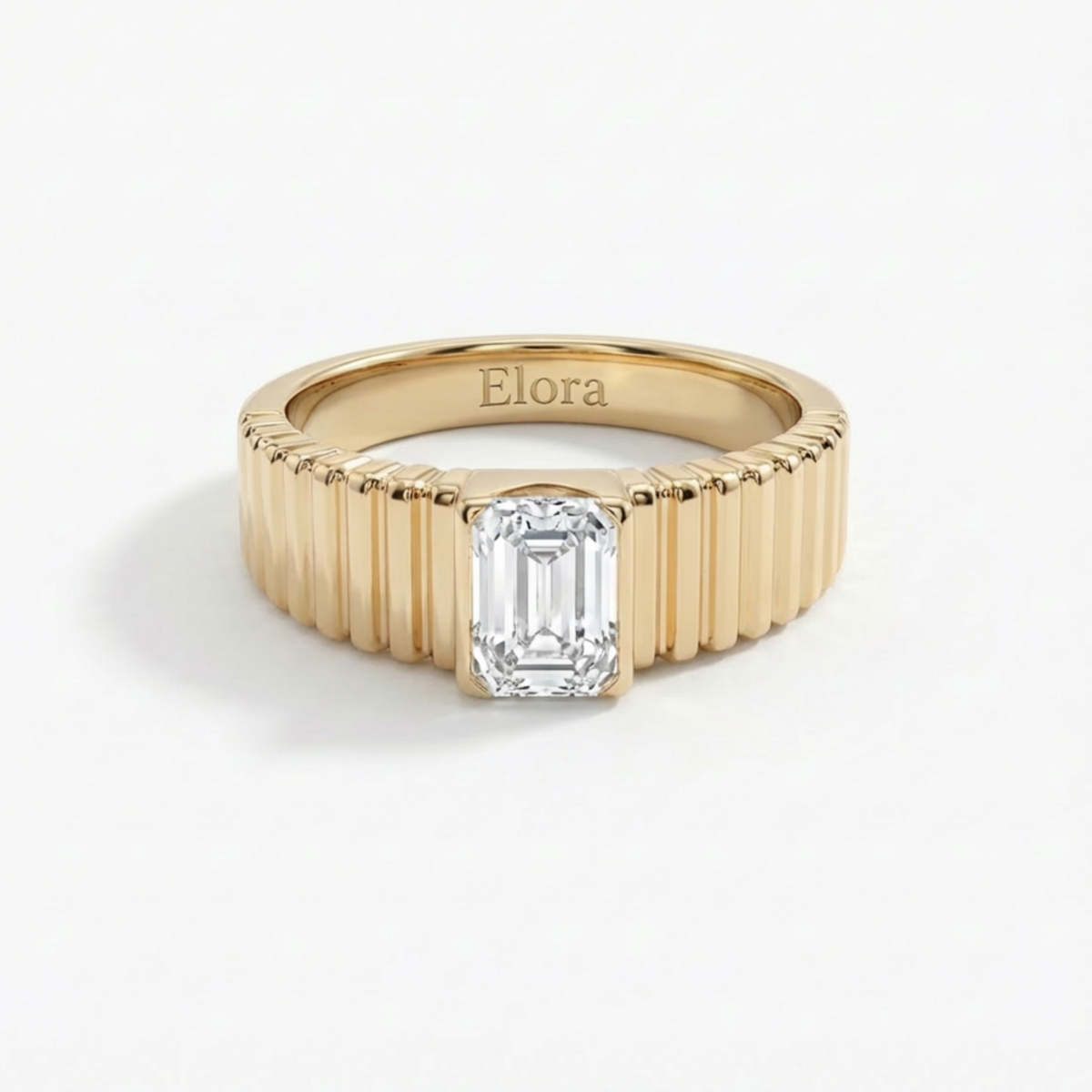 Ribbon Emerald Cut Lab Grown Diamond Men’s Wedding Band