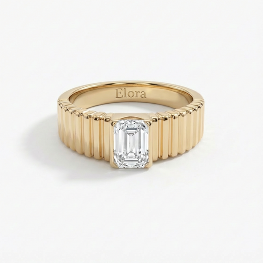 Ribbon Emerald Cut Lab Grown Diamond Men’s Wedding Band