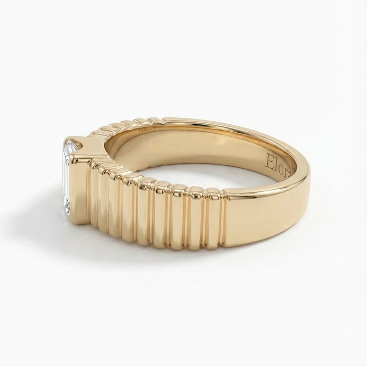 Ribbon Emerald Cut Lab Grown Diamond Men’s Wedding Band