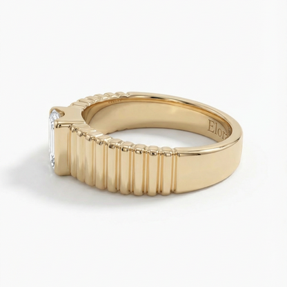 Ribbon Emerald Cut Lab Grown Diamond Men’s Wedding Band