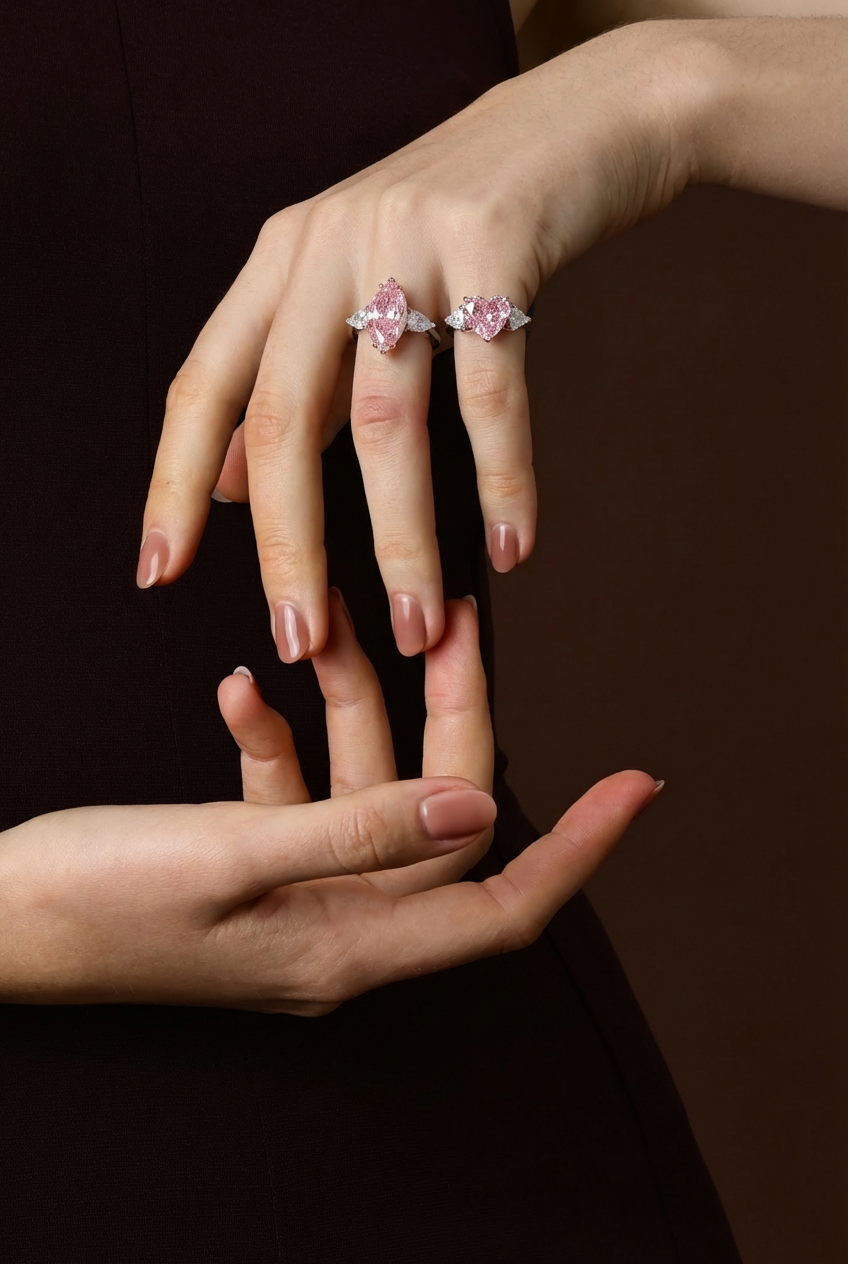 Aurora - Heart Cut Pink Diamond Ring