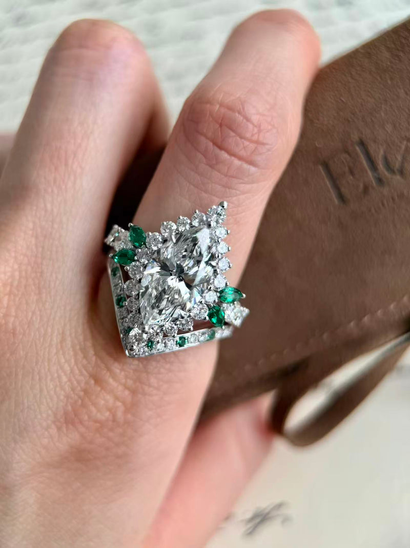 Marquise cut Diamond Ring with Stacking Band