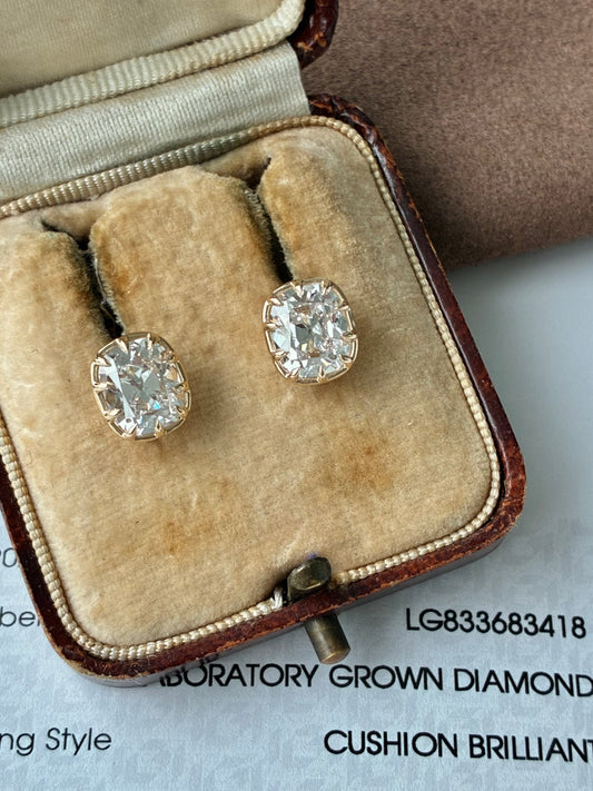 Custom Final Payment- Cushion Cut Lab Diamond Stud Earrings