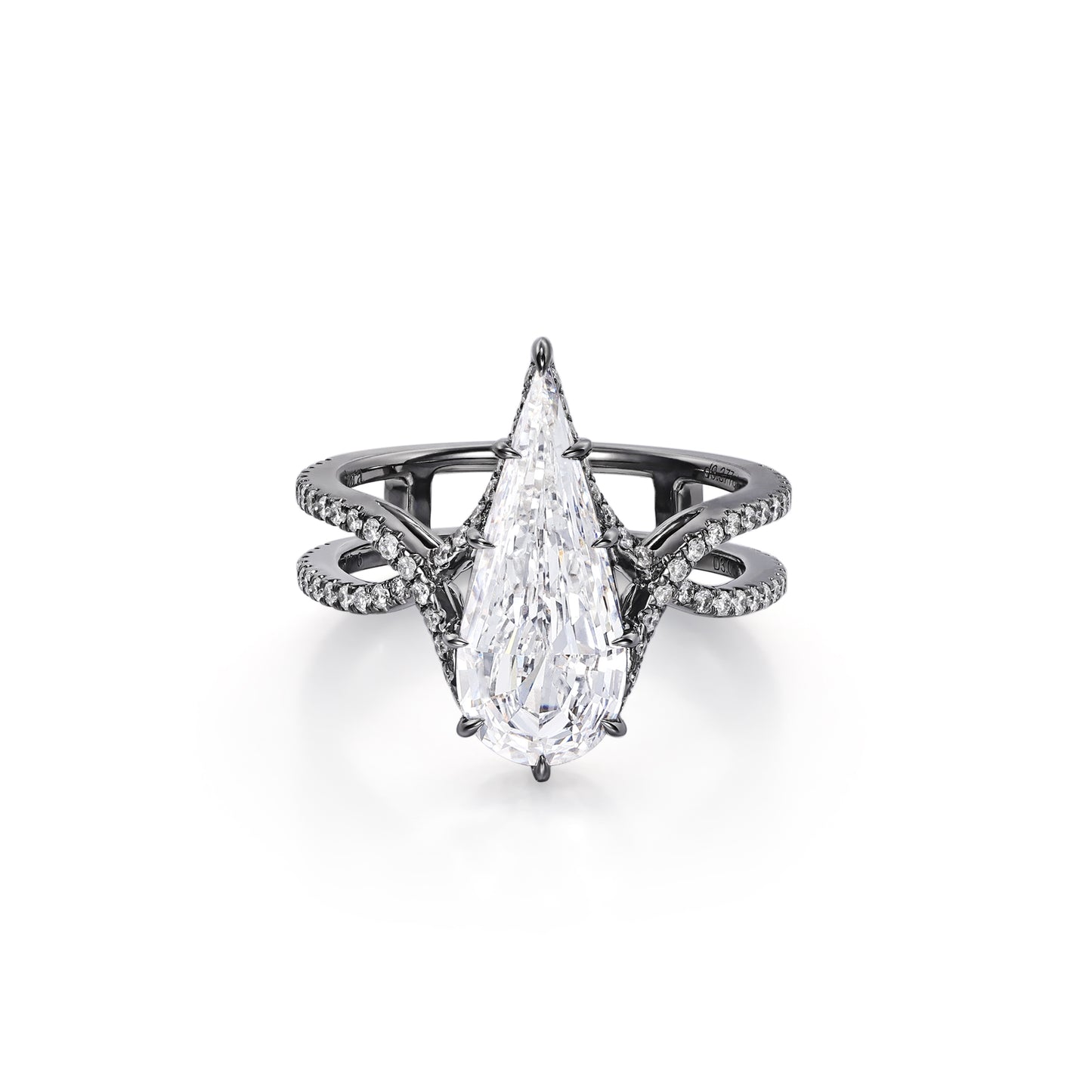 Botany-Pear Step Cut Lab Grown Diamond Engagement Ring