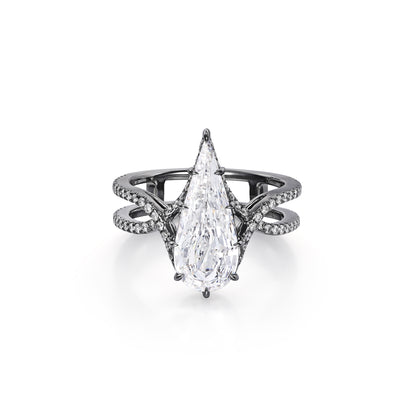Botany-Pear Step Cut Lab Grown Diamond Engagement Ring