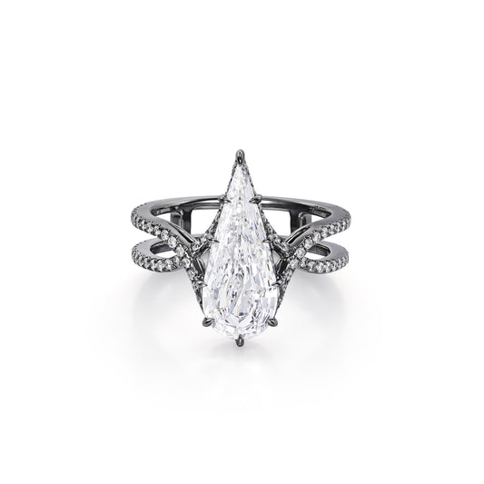 Botany-Pear Step Cut Lab Grown Diamond Engagement Ring