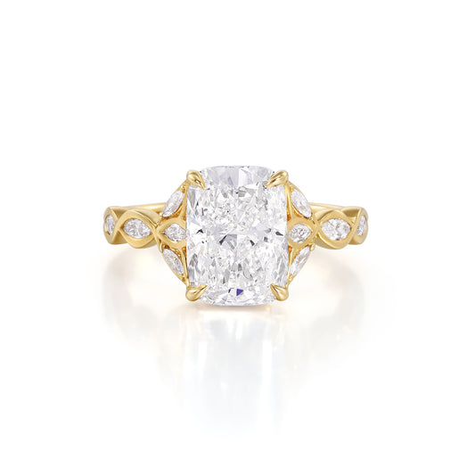 Brynn-Cushion Cut Lab Grown Diamond Vine Engagement Ring