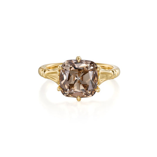 Athena-Champagne Old Mine Cushion Cut Lab Grown Diamond Engagement Ring featuring a 3.48ct champagne diamond.