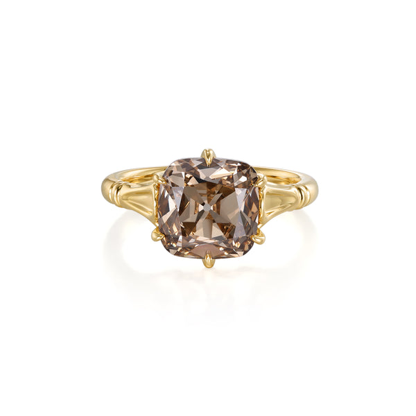 Athena-Champagne Old Mine Cushion Cut Lab Grown Diamond Engagement Ring