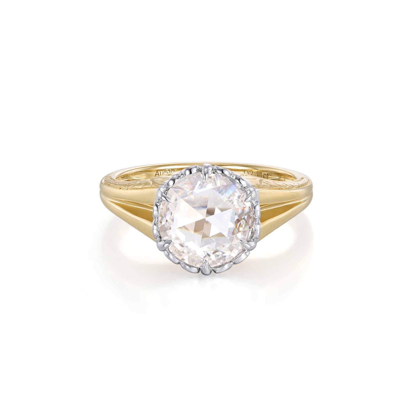 Santi-Round Rose Cut Lab Grown Diamond Engagement Ring