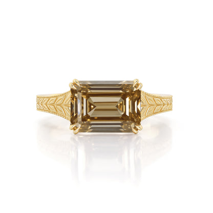Hana-Champagne Emerald Cut Lab Grown Diamond Ring