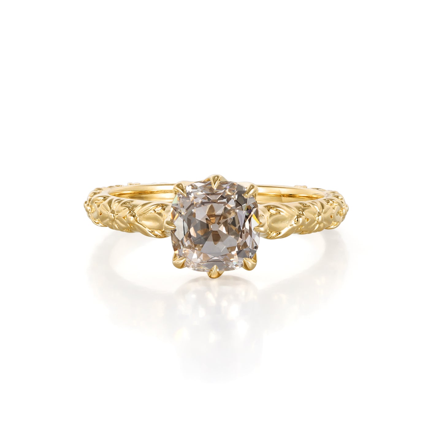 Ada-Champagne Old Mine Cut Lab Grown Diamond Engagement Ring