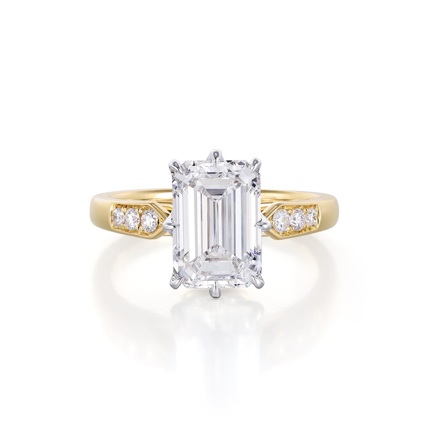 Carmine-Emerald Cut Lab Grown Diamond Engagement Ring