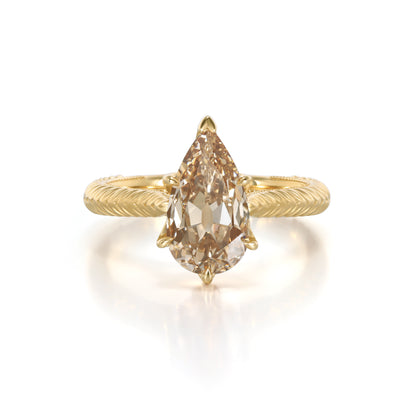 Arwen-Champagne Old Mine Pear Lab Grown Diamond Ring