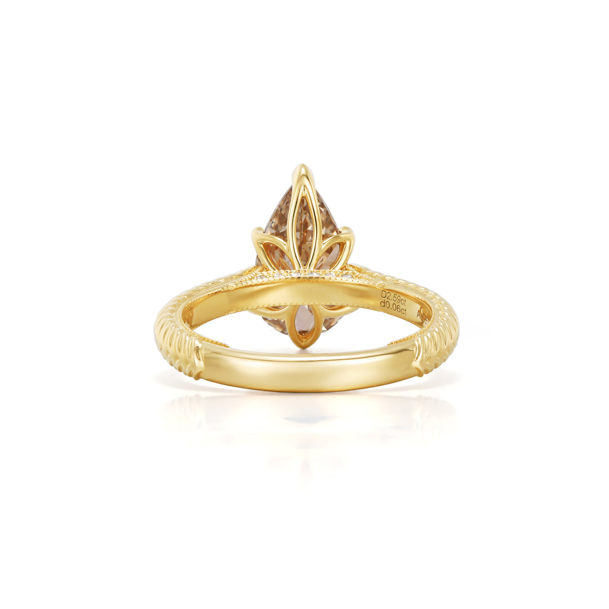 Arwen-Champagne Old Mine Pear Lab Grown Diamond Ring