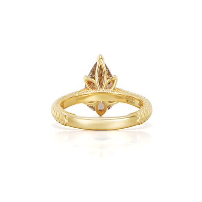Arwen-Champagne Old Mine Pear Lab Grown Diamond Ring
