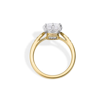 Carmine-Emerald Cut Lab Grown Diamond Engagement Ring