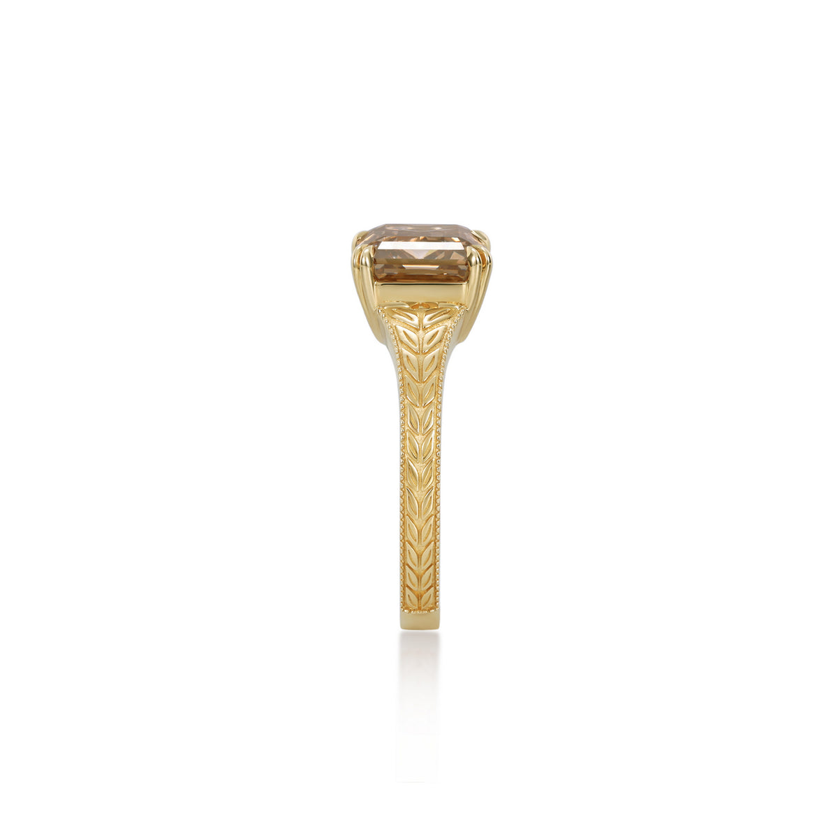 Hana-Champagne Emerald Cut Lab Grown Diamond Ring