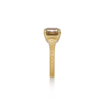 Hana-Champagne Emerald Cut Lab Grown Diamond Ring