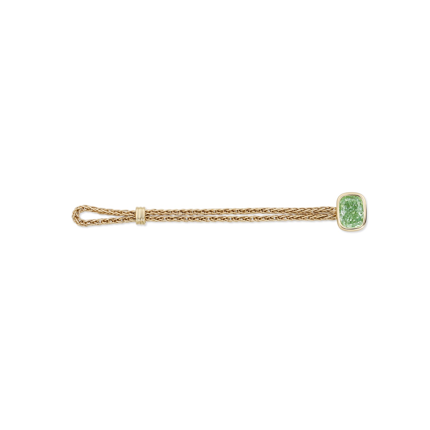 Faith-Cushion Cut Green Lab Grown Diamond Chain Engagement Ring