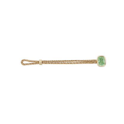 Faith-Cushion Cut Green Lab Grown Diamond Chain Engagement Ring