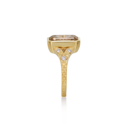 Lumi-Champagne Emerald Cut Lab Grown Diamond Ring