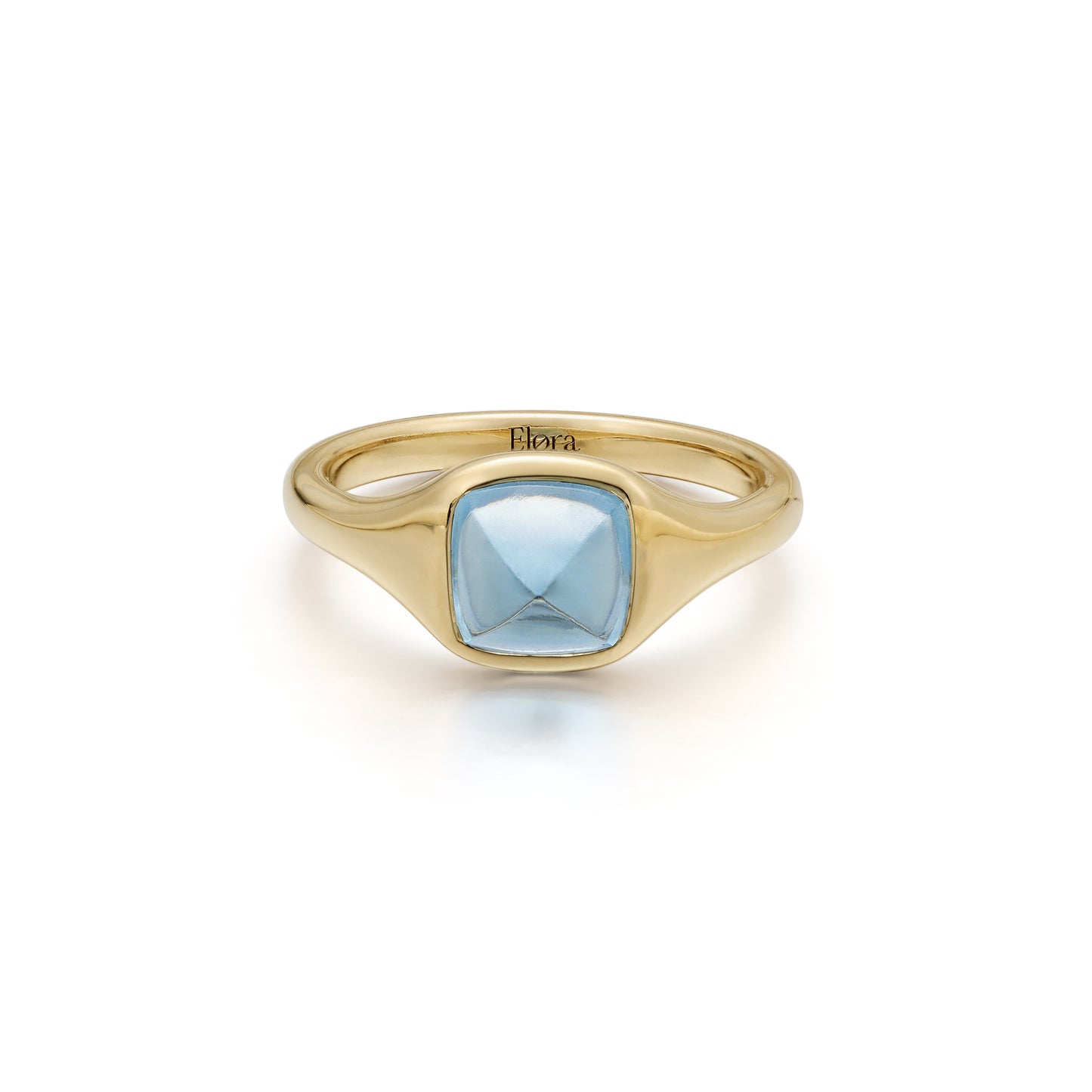 Sarah-Sugarloaf Cabochon Sky Blue Aquamarine Gemstone Ring