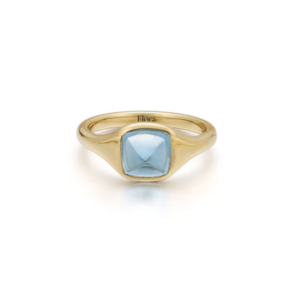 Sarah-Sugarloaf Cabochon Sky Blue Aquamarine Gemstone Ring