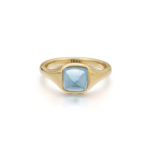 Sarah-Sugarloaf Cabochon Sky Blue Aquamarine Gemstone Ring