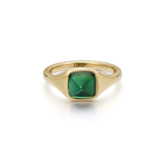 Sarah-Sugarloaf Cabochon Green Tourmaline Gemstone Ring