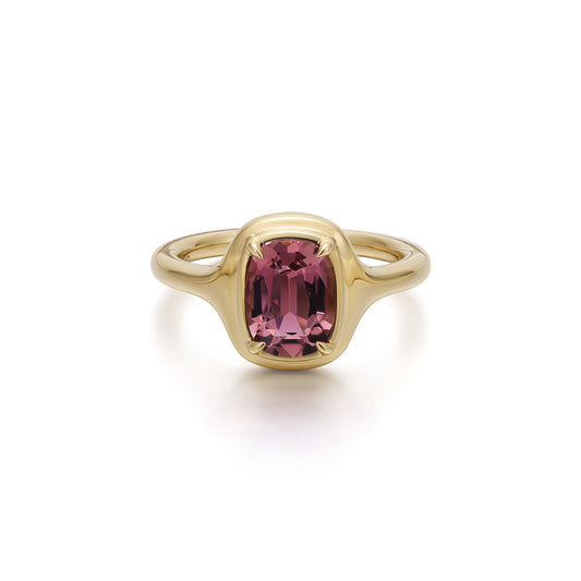 Ellie-Cushion Cut Light Pink Tourmaline Gemstone Ring