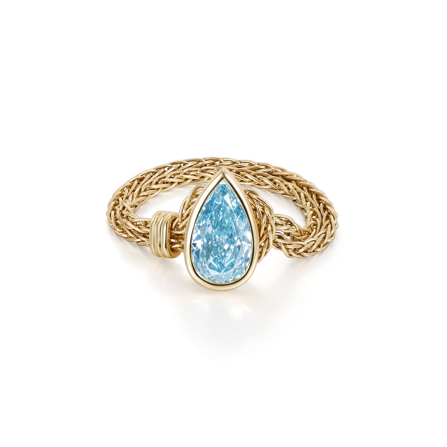 Faith-Pear Cut Blue Lab Grown Diamond Chain Engagement Ring