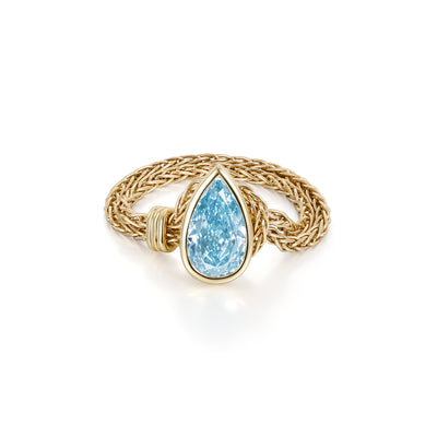 Faith-Pear Cut Blue Lab Grown Diamond Chain Engagement Ring