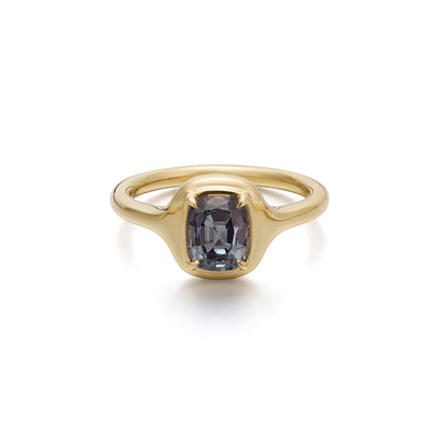 Ellie-Cushion Cut Grey Spinel Gemstone Ring