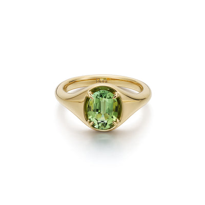 Evie-Oval Cut Green Tourmaline Gemstone Ring