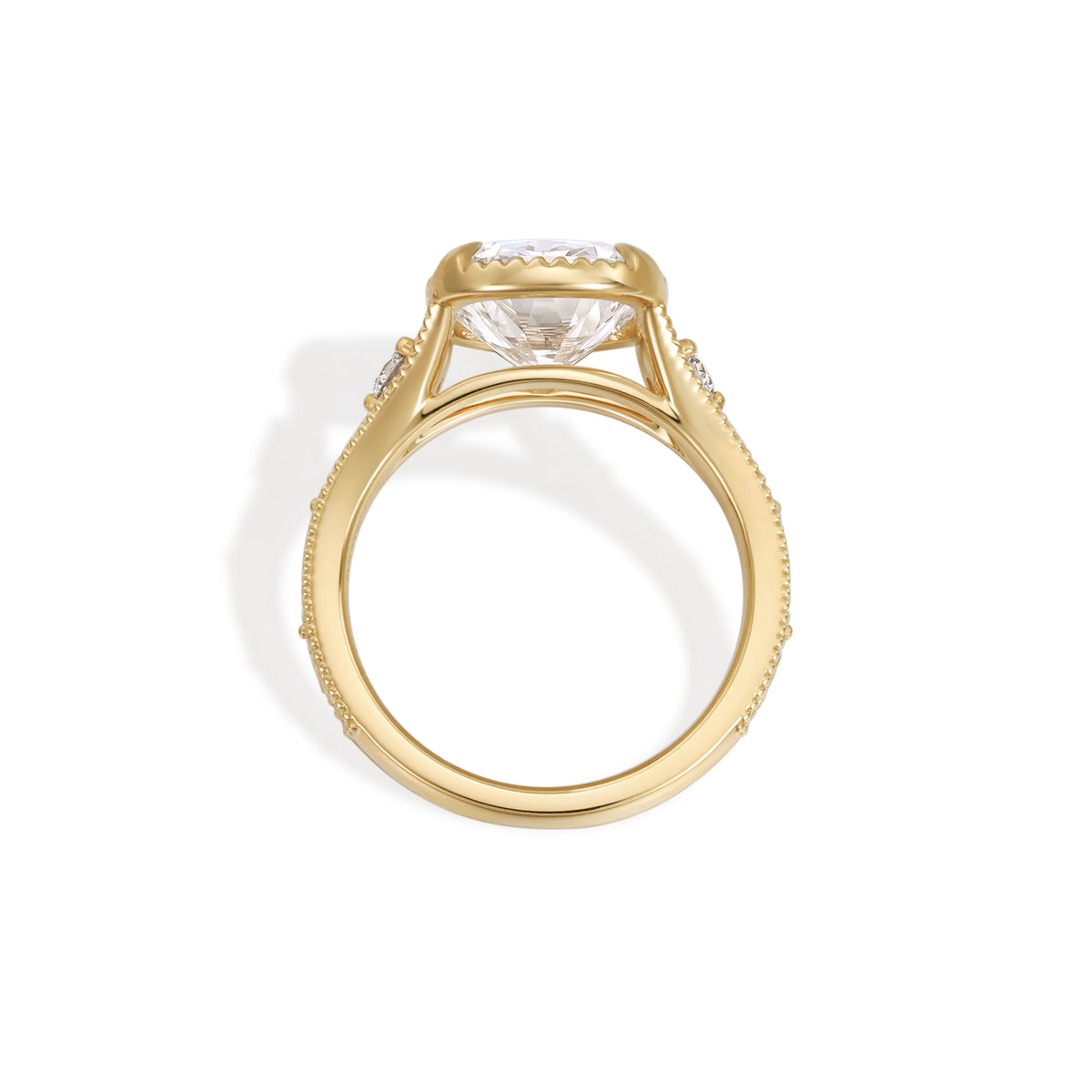 Opal-Old Mine Cushion Cut Lab Grown Diamond Engagement Ring