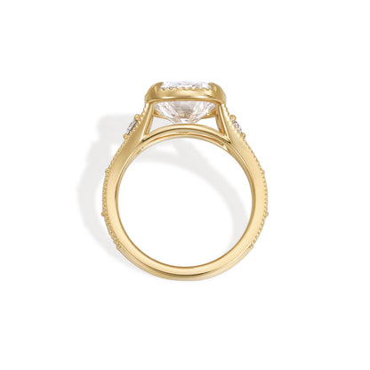 Opal-Old Mine Cushion Cut Lab Grown Diamond Engagement Ring