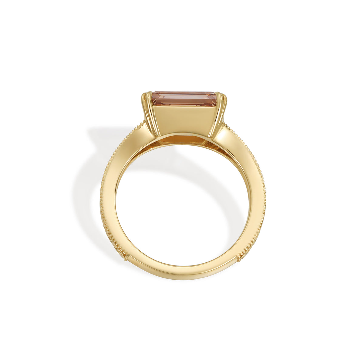 Hana-Champagne Emerald Cut Lab Grown Diamond Ring