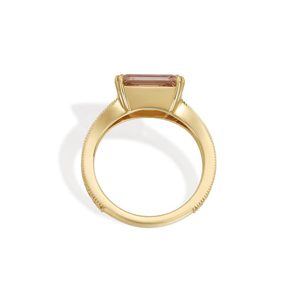 Hana-Champagne Emerald Cut Lab Grown Diamond Ring