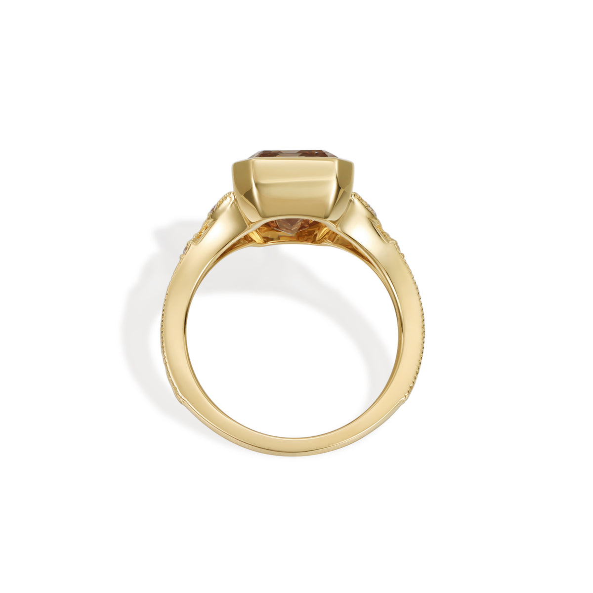 Lumi-Champagne Emerald Cut Lab Grown Diamond Ring
