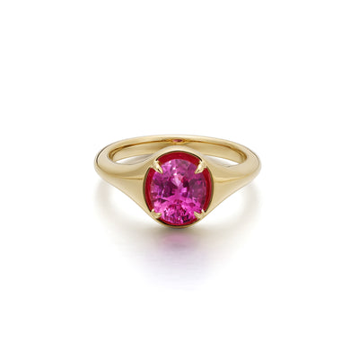 Evie-Oval Cut Lab Grown Pink Sapphire Gemstone Ring